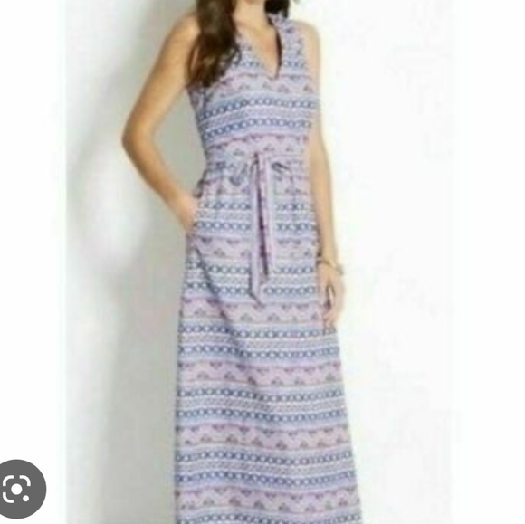 Vineyard Vines St Barths Commodore Maxi Dress Size 6 Purple Stripe Surplice Wrap - Picture 2 of 7